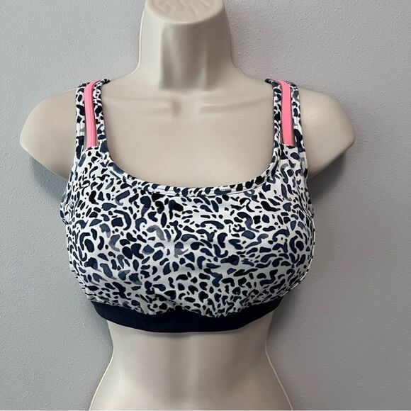 Athleta Animal Print /Stripe Strappy Sports Bra Size L - Picture 1 of 6